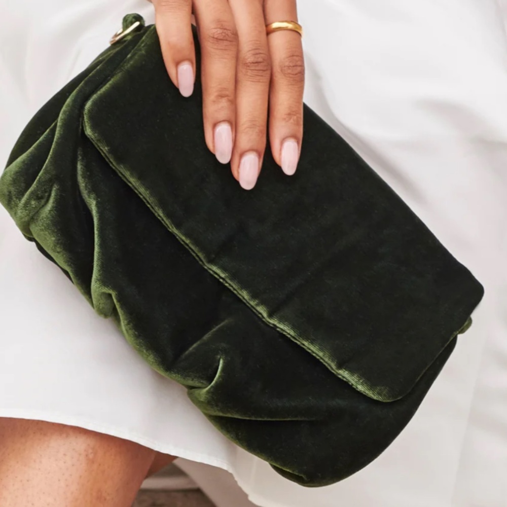 Forest Green Velvet Clutch